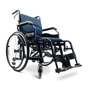 X-1 ComfyGO Manual Lightweight Wheelchair - Quick detach Standard Wheels (Frame: Blue)